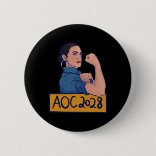 Chapa Redonda De 5 Cm Alexandria Ocasio Cortez 2028 Larga Funda Aoc 2028