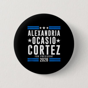 Chapa Redonda De 5 Cm Alexandria Ocasio Cortez Para Presidente 2028, Aoc