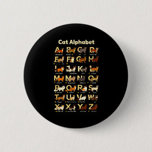 Chapa Redonda De 5 Cm Alfabeto de gato divertido amante de gatitos vibra