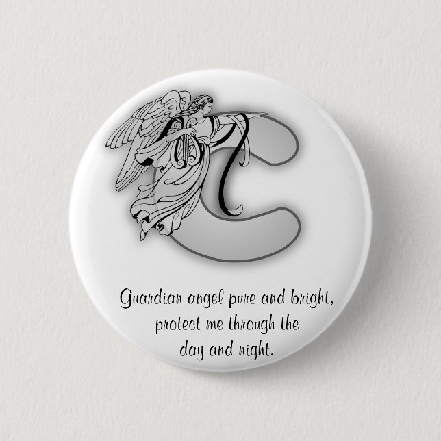 Chapa Redonda De 5 Cm Alfabeto del monograma del ángel de la letra C (Anverso)