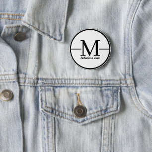 Chapa Redonda De 5 Cm Alfabeto inicial minimalista moderno Pin de nombre