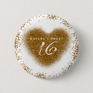 Chapa Redonda De 5 Cm Alfiler de fiesta de cumpleaños Sweet 16 con derra