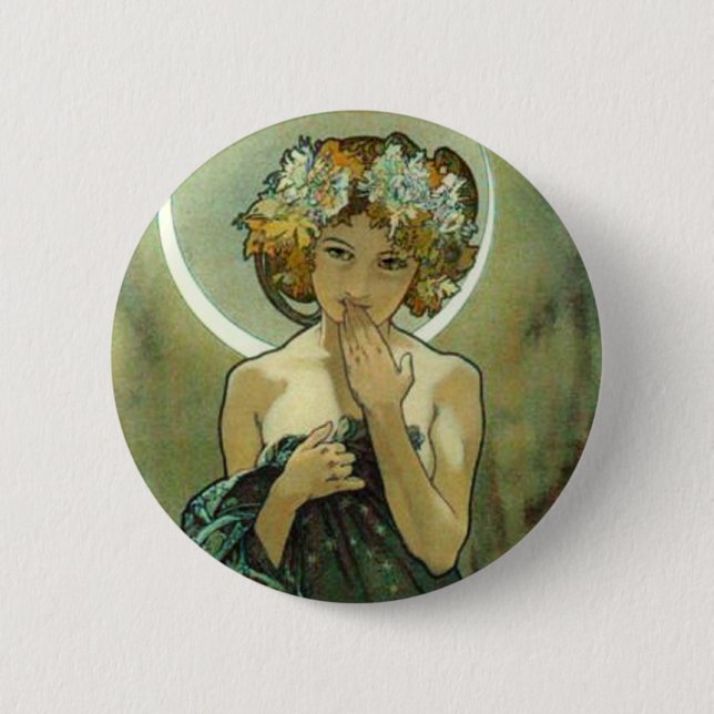 Chapa Redonda De 5 Cm Alfonso Mucha Clair De Lune Button (Anverso)