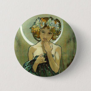 Chapa Redonda De 5 Cm Alfonso Mucha Clair De Lune Button