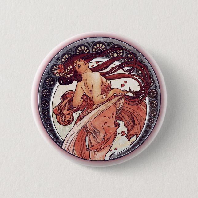 Chapa Redonda De 5 Cm Alfonso Mucha - danza (Anverso)