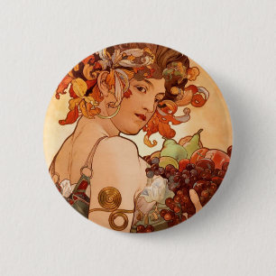 Chapa Redonda De 5 Cm Alfonso Mucha - las frutas
