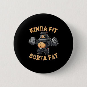 Chapa Redonda De 5 Cm Algo apto algo gordo oso divertido del gimnasio le