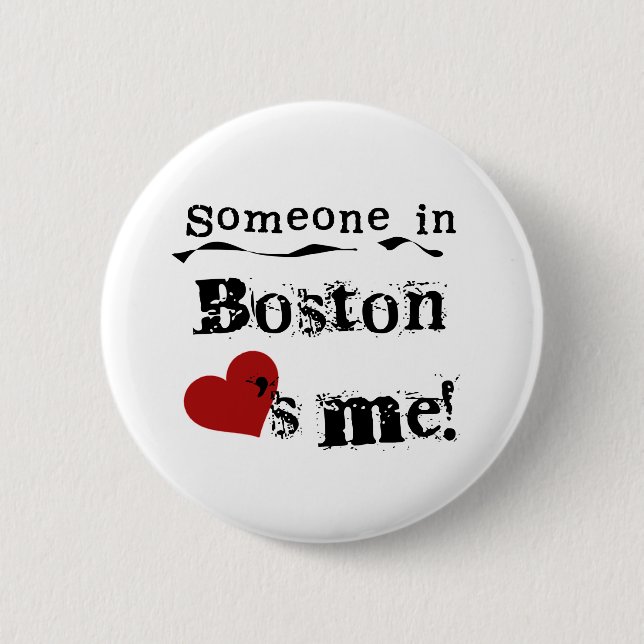 Chapa Redonda De 5 Cm Alguien en Boston (Anverso)