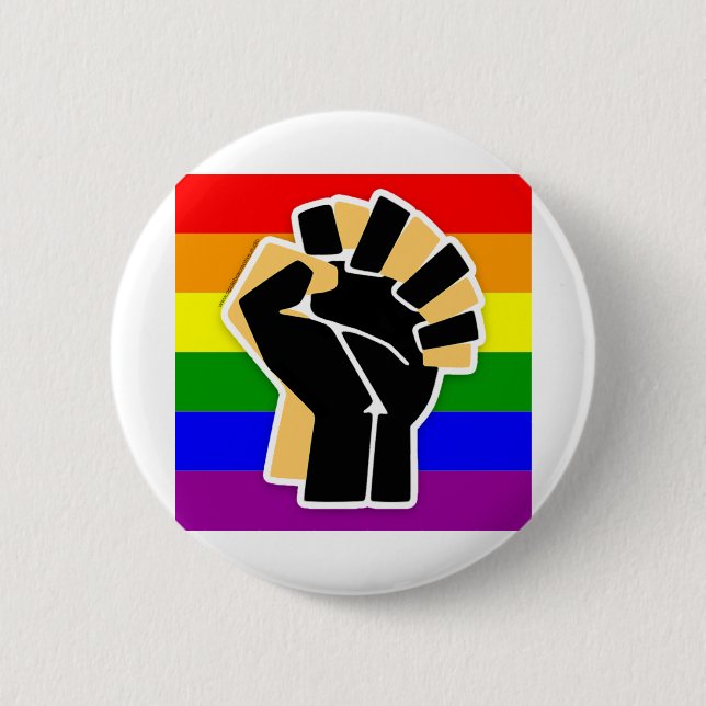 Chapa Redonda De 5 Cm Aliado negro LGBTQ (Anverso)