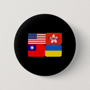 Chapa Redonda De 5 Cm Alianza de la Libertad Usa Hong Kong República Tai