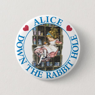 CHAPA REDONDA DE 5 CM ALICE BAJO EL AGUJERO DEL RABBIT