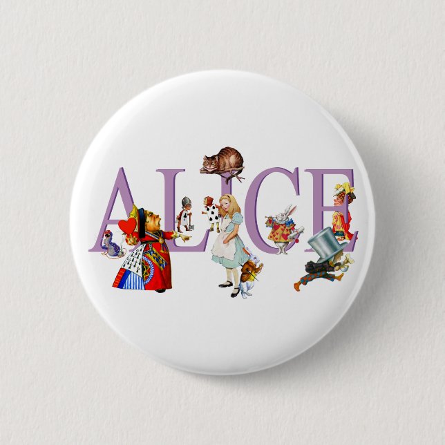 CHAPA REDONDA DE 5 CM ALICE EN WONDERLAND Y AMIGOS (Anverso)