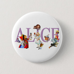 CHAPA REDONDA DE 5 CM ALICE EN WONDERLAND Y AMIGOS
