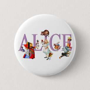 CHAPA REDONDA DE 5 CM ALICE EN WONDERLAND Y AMIGOS