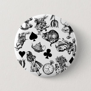 Chapa Redonda De 5 Cm Alice White Rabbit Wonderland Classic