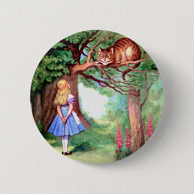 CHAPA REDONDA DE 5 CM ALICE Y EL GATO DE CHESHIRE (Anverso)