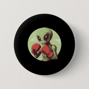 Chapa Redonda De 5 Cm Alien Boxer Listo Para Luchar Con Guantes