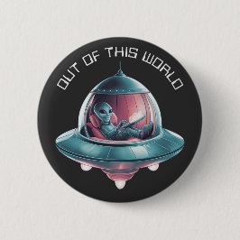 Chapa Redonda De 5 Cm Alien gracioso en OVNI