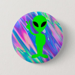 Chapa Redonda De 5 Cm alien hologram