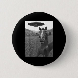 Chapa Redonda De 5 Cm Alien Ovni Selfie Caballo Divertido