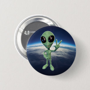 Chapa Redonda De 5 Cm Alien - Paz contra Rótulo