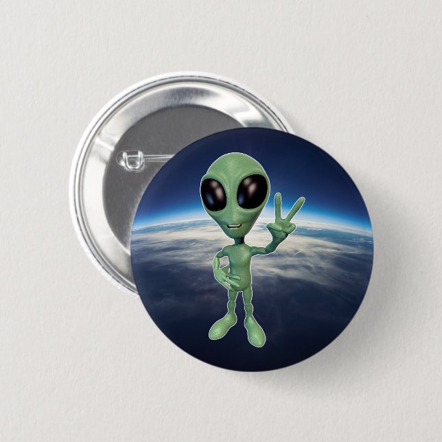 Chapa Redonda De 5 Cm Alien - Paz contra Rótulo (Anverso y reverso)