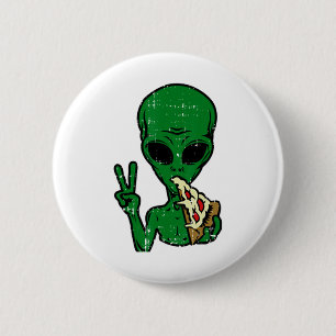 Chapa Redonda De 5 Cm Alien Pizza comiendo paz área de diversión 51 Hall