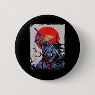 Chapa Redonda De 5 Cm Alien Samurai Ufo Gráfico de la época japonesa Uki