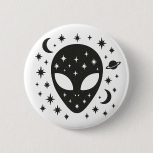 Chapa Redonda De 5 Cm Alien Y Stars