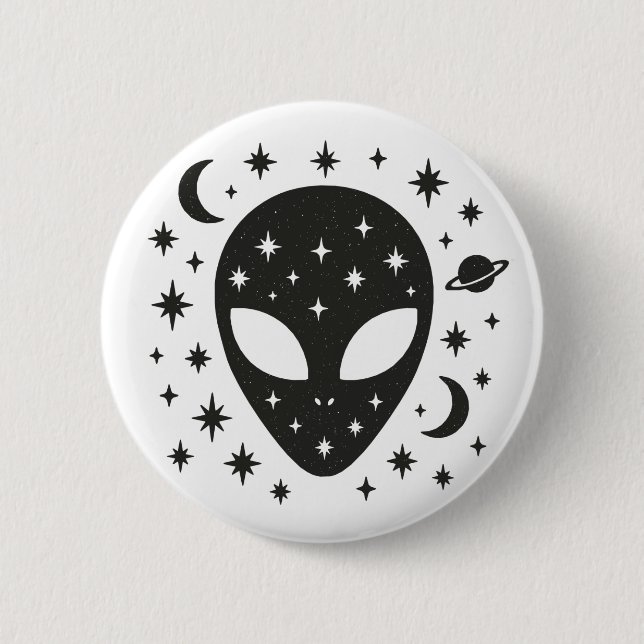 Chapa Redonda De 5 Cm Alien Y Stars (Anverso)