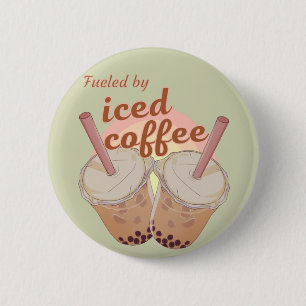 Chapa Redonda De 5 Cm alimentado por café con hielo. regalo para amantes