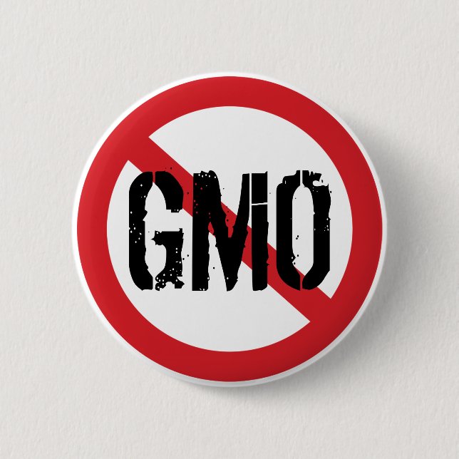 Chapa Redonda De 5 Cm Alimentos Genéticamente Modificados Sin OGM (Anverso)