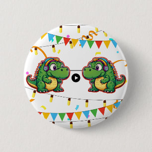 Chapa Redonda De 5 Cm Alligator Festive Colorful Music Baby Shower