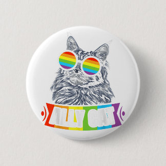 Chapa Redonda De 5 Cm Ally Cat, directo partidario de la comunidad LGBT,