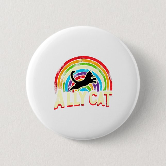 Chapa Redonda De 5 Cm Ally Cat Lgbt Pride Cat  (Anverso)