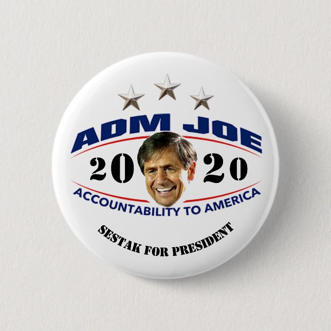 Chapa Redonda De 5 Cm Almirante Joe Sestak para Presidente (Anverso)