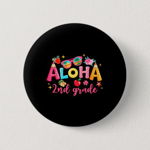 Chapa Redonda De 5 Cm Aloha 2do Grado Vacaciones de Verano Playa Profeso
