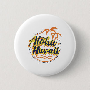 Chapa Redonda De 5 Cm Aloha Beaches Hawaii Palms Vintage Surfer Shirt