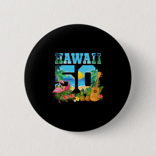 Chapa Redonda De 5 Cm Aloha Hawái cumpleaños 50 Hawái Tropical Hawaiano