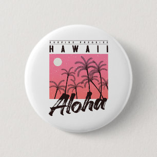 Chapa Redonda De 5 Cm Aloha Hawái Palma Retro Atardecer Playa Chicas Bo