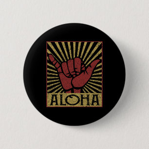 Chapa Redonda De 5 Cm Aloha Hawaiano Hawái Antiguo Acha Sig