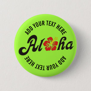 Chapa Redonda De 5 Cm Aloha Hibiscus - diseño de Hawaii plano + tus idea