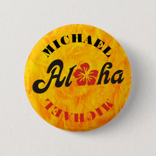 Chapa Redonda De 5 Cm Aloha Hibiscus - diseño de Hawaii plano + tus idea