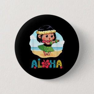 Chapa Redonda De 5 Cm Aloha Hula Hawaiana Chica Cute bailarina Playa de