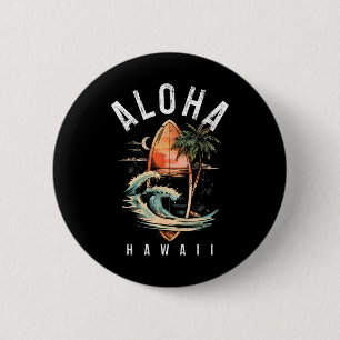 Chapa Redonda De 5 Cm Aloha Surf Hawaiano Surfista Vintage Hawaiano