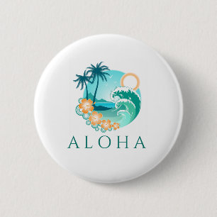 Chapa Redonda De 5 Cm Aloha Tropical