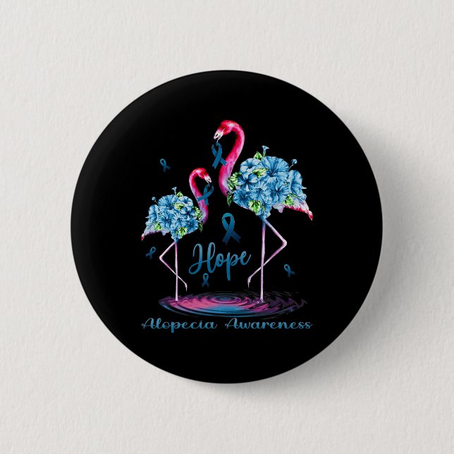 Chapa Redonda De 5 Cm Alopecia Flamingo (Anverso)