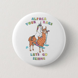 Chapa Redonda De 5 Cm Alpaca tus bolsas vamos a esquiar unicornio