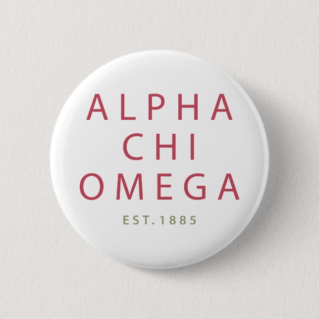 Chapa Redonda De 5 Cm Alpha Chi Omega | Est. 1885 (Anverso)