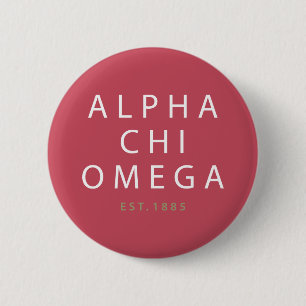 Chapa Redonda De 5 Cm Alpha Chi Omega Est. 1885